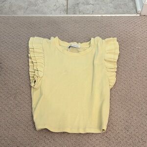 Zara Kids Yellow Ruffle Sleeve Tee